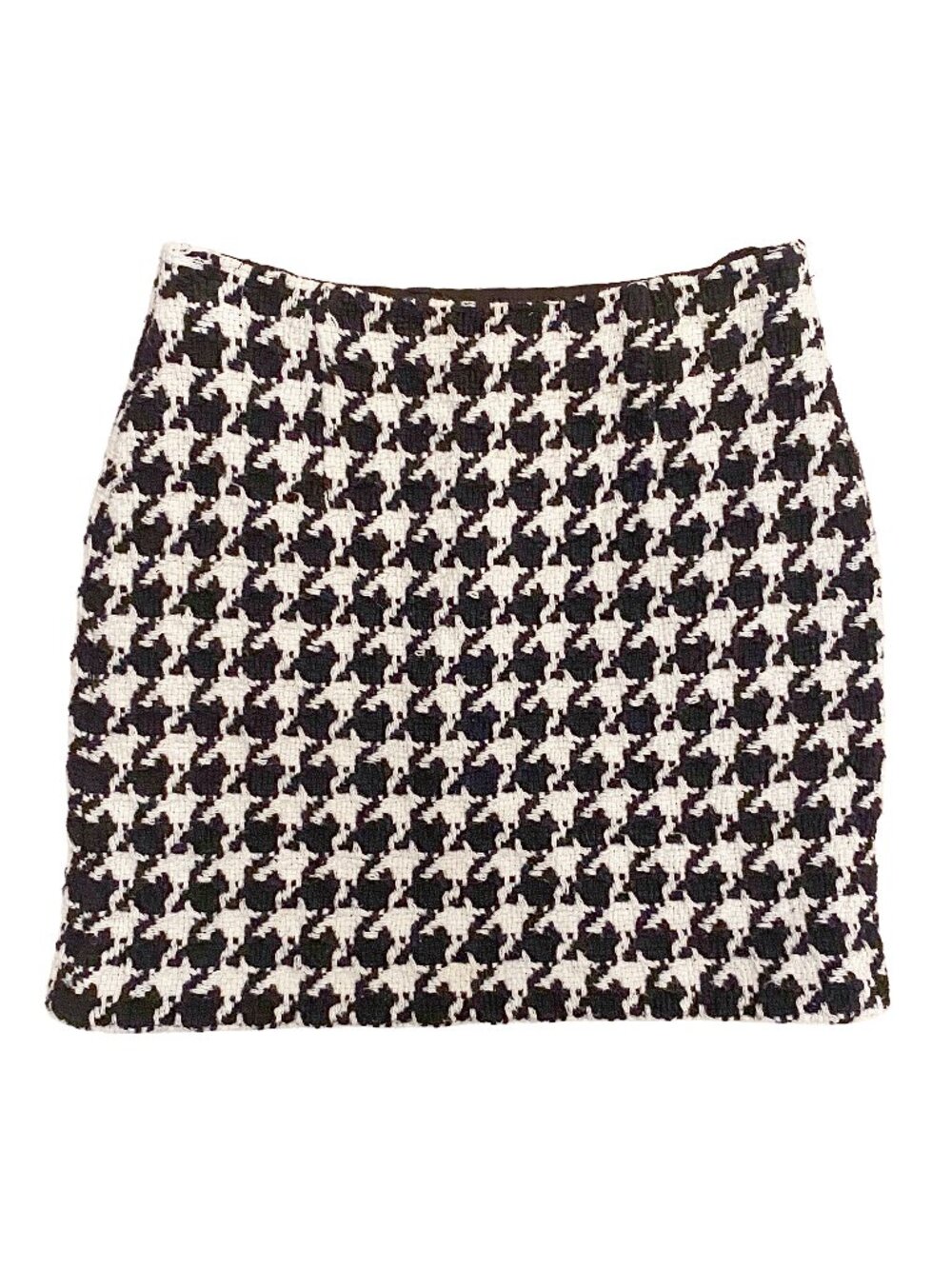 L'AGENCE Livia Houndstooth Tweed Mini Skirt Black Ivory Size 4